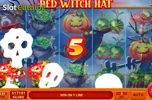 Win screen. Red Witch Hat slot