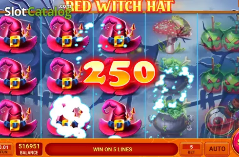 Pantalla5. Red Witch Hat Tragamonedas 