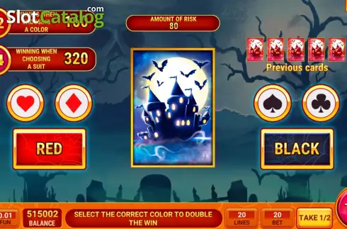 Risk Game screen. Spooky Skull slot
