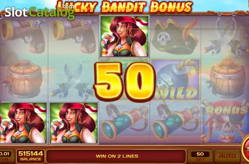 Win screen. Lucky Bandit Bonus slot