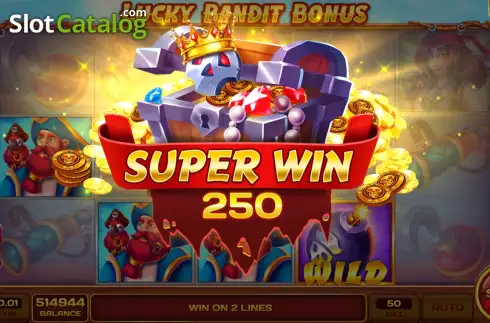 Big Win screen. Lucky Bandit Bonus slot