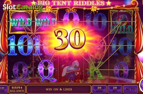 Win screen. Big Tent Riddles slot
