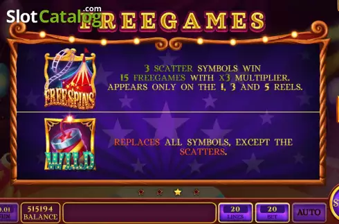 Game Rules screen. Big Tent Riddles slot