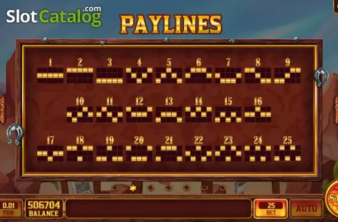 Paylines screen. Canyon Win slot