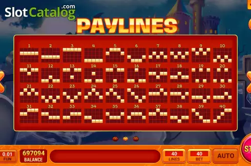 Paylines screen. Old Haunted House slot