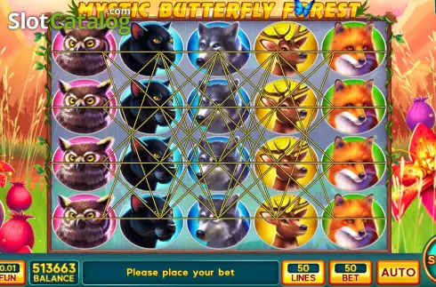 Game screen. Mystic Butterfly Forest slot