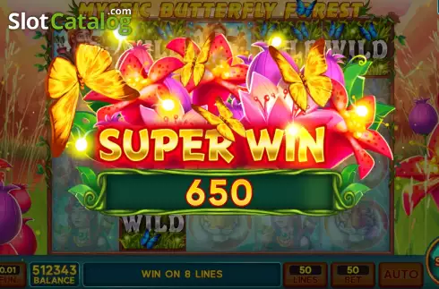 Super Win screen. Mystic Butterfly Forest slot