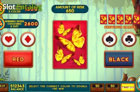 Risk Game screen. Mystic Butterfly Forest slot