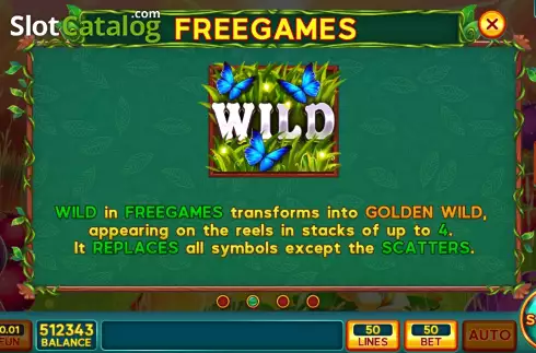 Game Features screen. Mystic Butterfly Forest slot