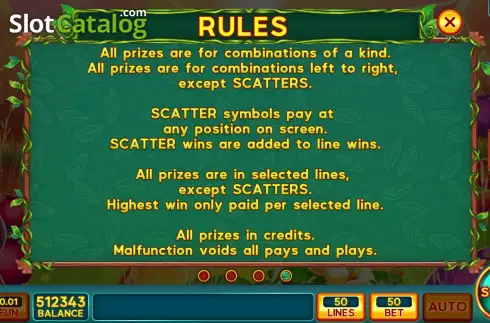 Game Rules screen. Mystic Butterfly Forest slot