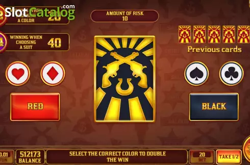 Risk Game screen. Cowboy Golden Age slot