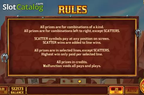 Game Rules screen. Cowboy Golden Age slot