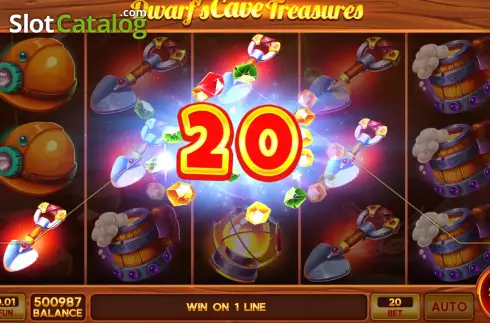 Win screen. Dwarf's Cave Treasures slot