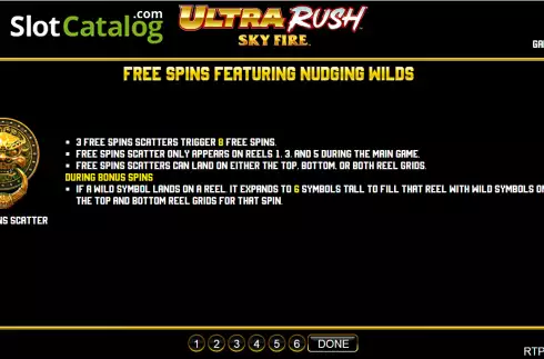 Free Spins screen. Ultra Rush Sky Fire slot