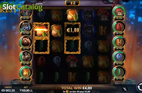 Free Spins Gameplay Screen. Mystical Forest slot
