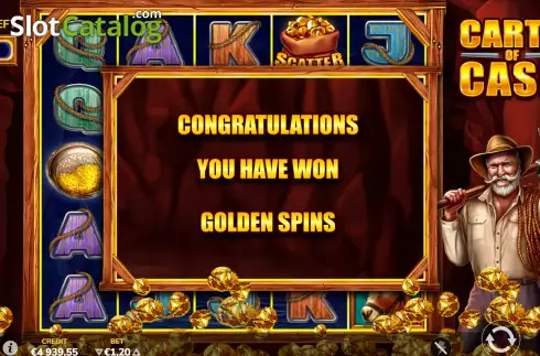 Hold and Win Bonus Gameplay Screen. Carts of Cash slot
