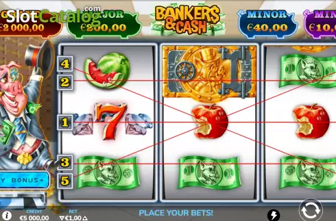 Game Screen. Bankers & Cash slot