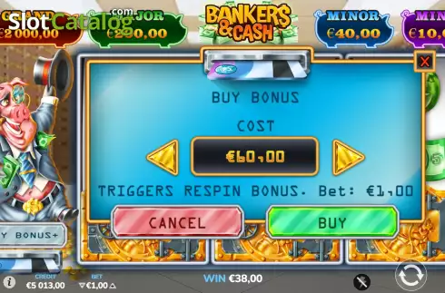 Buy Feature Screen. Bankers & Cash slot