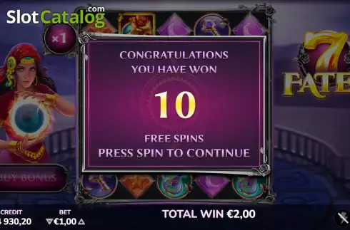 Free Spins screen. 7 Fates slot