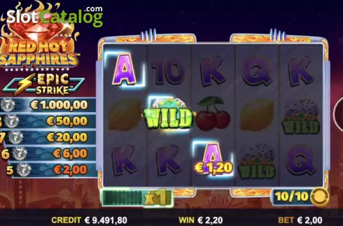 Win Screen 1. Red Hot Sapphires slot