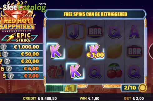 Win Screen 2. Red Hot Sapphires slot