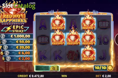 Win Screen 3. Red Hot Sapphires slot