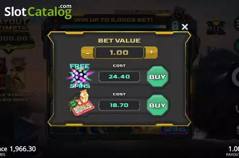 Buy Feature Screen. Payout Time! slot