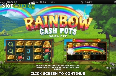 Start Screen. Rainbow Cash Pots slot