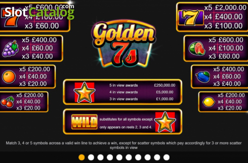 Paytable. Golden 7s slot