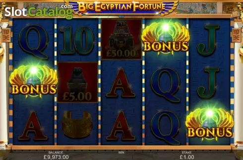 Bonus Game Win Screen. Big Egyptian Fortune slot