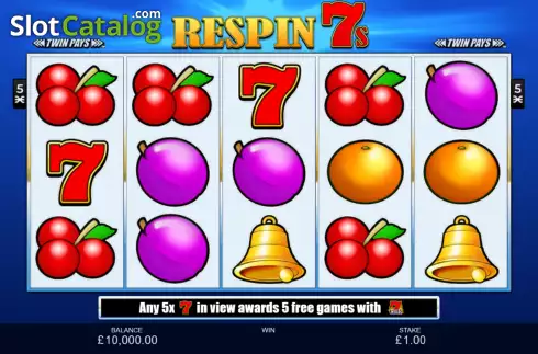 Game Screen. Respin 7s slot