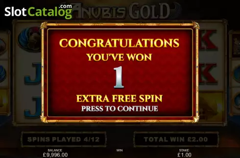 Free Spins Gameplay Screen. Anubis Gold slot