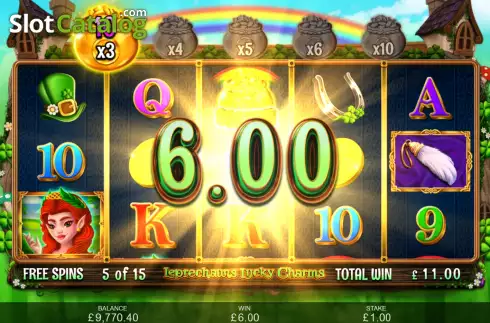 Free Spins Gameplay Screen. Leprechauns Lucky Charms slot