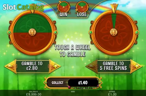 Double Up Risk Game Screen. Leprechauns Lucky Charms slot