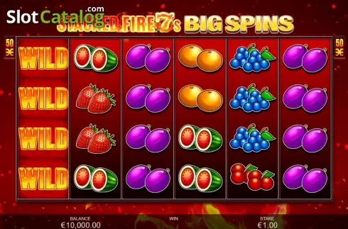 Game Screen. Stacked Fire 7s Big Spins slot