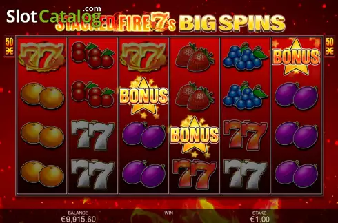 Bonus Game Win Screen. Stacked Fire 7s Big Spins slot