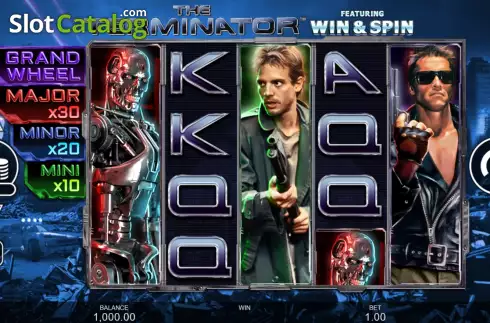 Game Screen. The Terminator Win and Spin slot