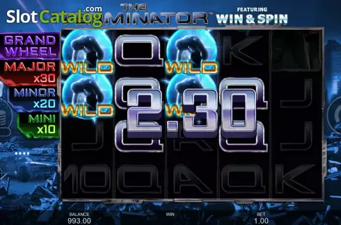 Win Screen. The Terminator Win and Spin slot