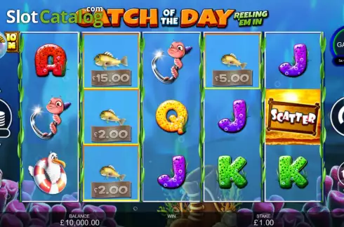 Game Screen. Catch of the Day Reeling 'Em In slot