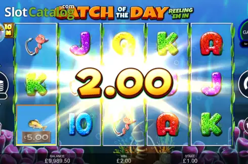 Win Screen. Catch of the Day Reeling 'Em In slot