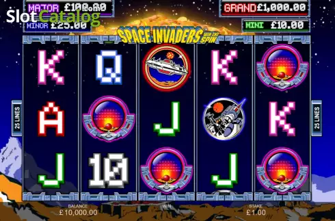 画面2. Space Invaders Win and Spin カジノスロット