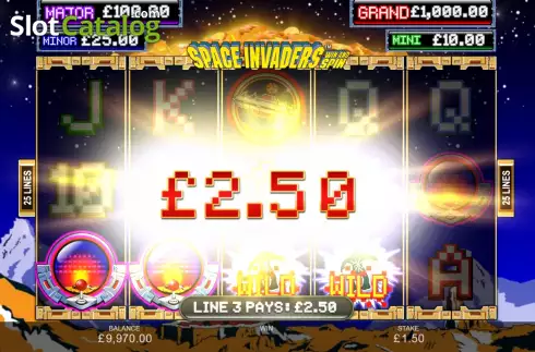 Win screen. Space Invaders Win and Spin slot