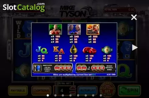 Paytable 1. Mike Tyson Knockout slot