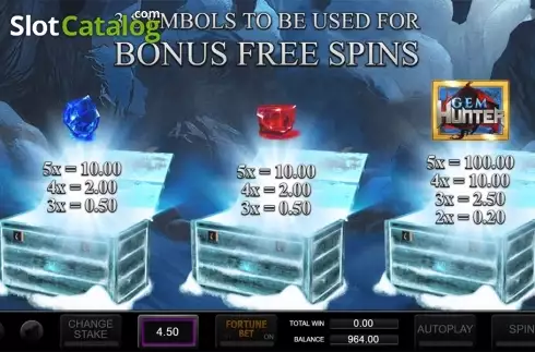 Symbols for free spins choose screen 2. Gem Hunter (Inspired Gaming) slot