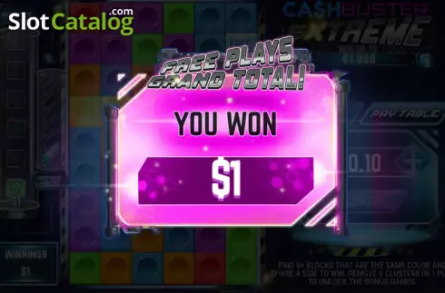 Total Win in Free Spins Screen. Cash Buster Extreme slot