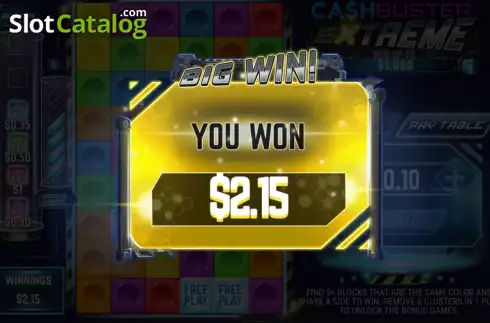 Big Win Screen. Cash Buster Extreme slot