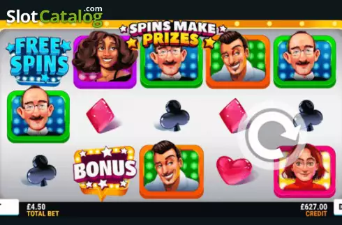 Reel screen. Spins Make Prizes slot