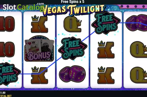 Free Spins screen. Vegas Twilight slot