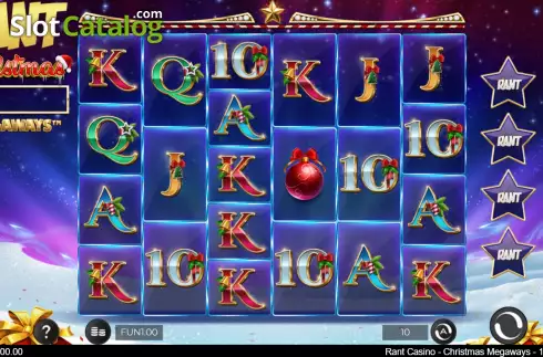 Game screen. RANT Christmas Megaways slot
