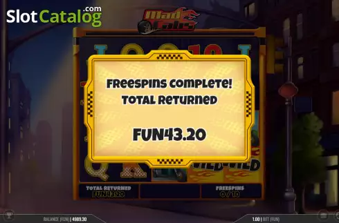 Free Spins Win Screen 5. Mad Cabs slot